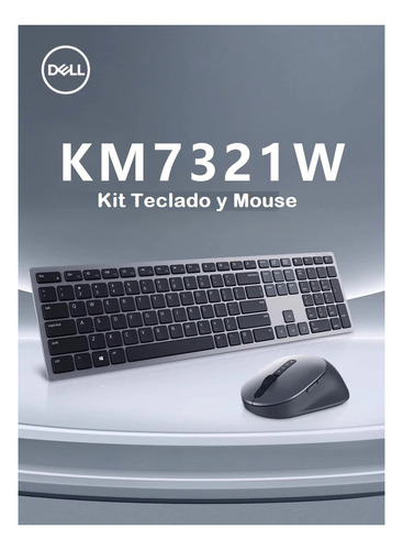 Kit Teclado Y Mouse Dell Km7321w - Español, Gris /v