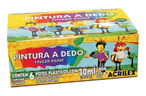 Tinta Tempera Guache Infantil Escolar Acrilex 6 Cores/30ml