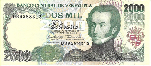 Venezuela. 2000 Bolivares. 1998. Pick 77.  Unc S/c