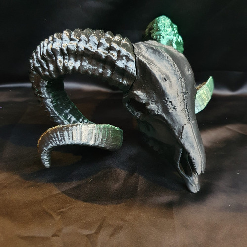 Cabeça De Bode Caveira Skull Crânio Esquelet Baphomet Geek3d Verde-escuro