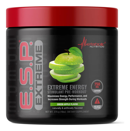 E.s.p. Extreme Metabolic Nutrition Pre-workout 275 Gr Sabor Green apple
