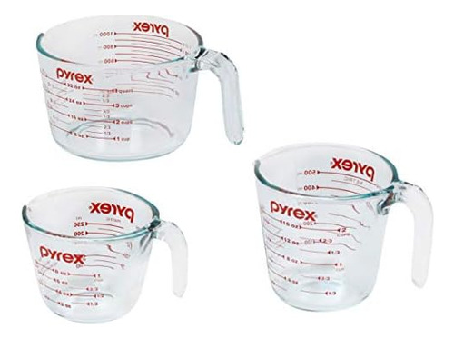 Juego De Tazas Medidoras De Vidrio Pyrex De 3 Piezas, Incluy