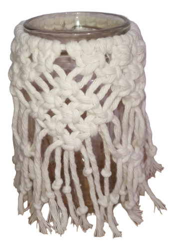 Fanal Florero Macramé Centro De Mesa Deco Hogar Eventos Natural Frasco Recto