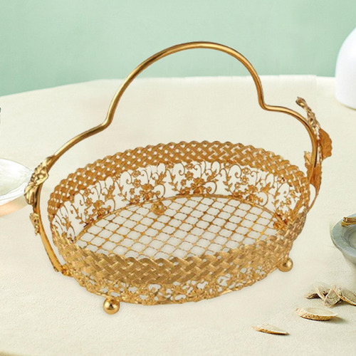 Cesta De Fruta De Metal Con Asa Para Decoración De Fiestas