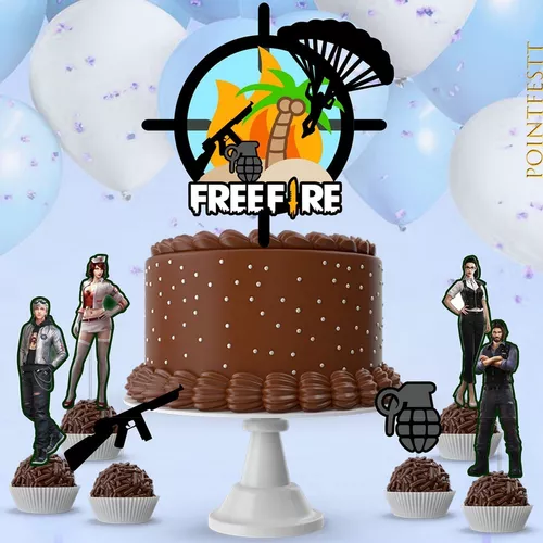 Free Fire Topo de Bolo Personalizado Com Nome e Idade