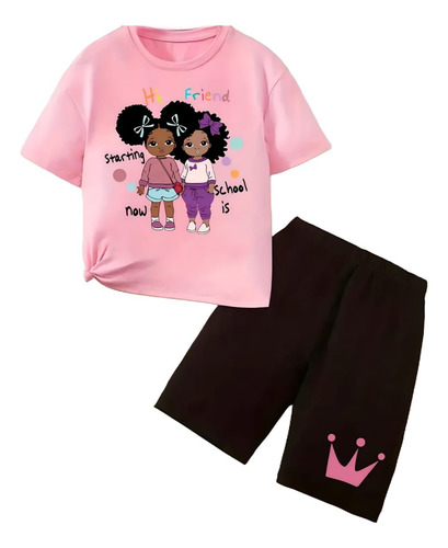Playera Y Short De Niña Conjunto 2pz Moda Ropa Niña