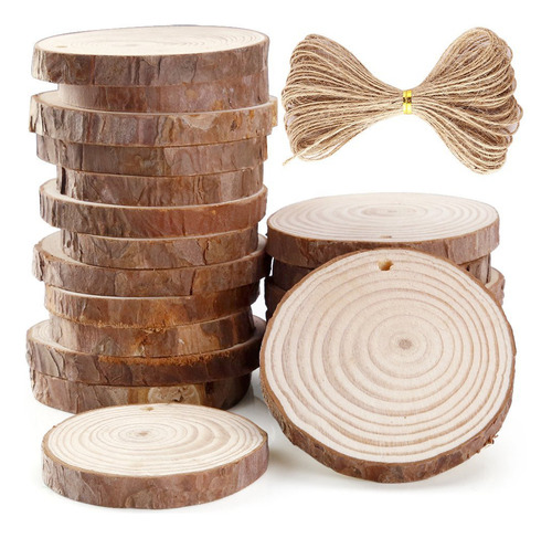 O 20 Discos Redondos De Madera Preperforados Sin Terminar De