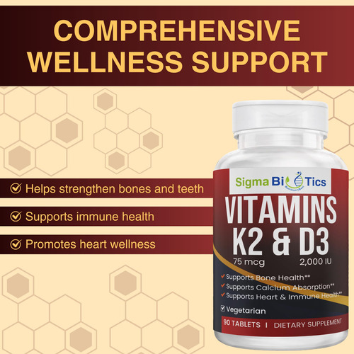 Sigmabiotics Vitamina D3 2000 Ui K2 75mcg 90 Tabletas