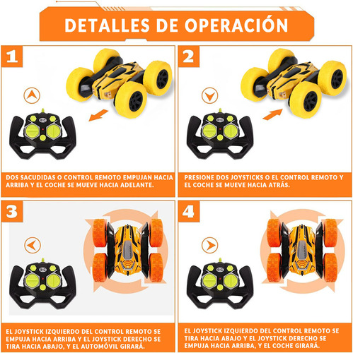 Carro De Control Remoto Deriva Rotación De 360 Grados Con Música Y Luz Color Amarillo ZL-928-7 CNZLING