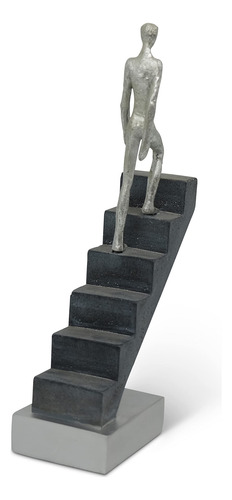 Escultura Abstracta Decoración Moderna Top Of The Rock 28 Cm Plata Y Gris-negro