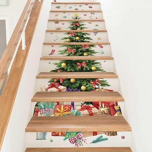Cholemy 13 Hojas 3d Pegatinas De Escalera De Arbol De Navida