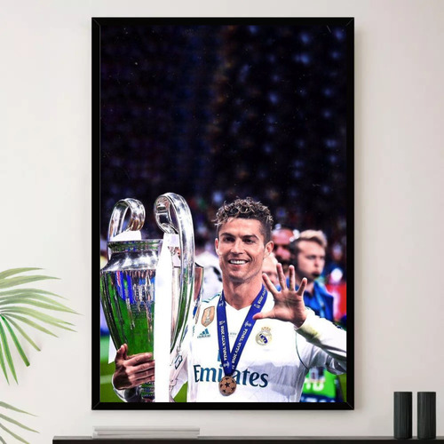 Quadro Cristiano Ronaldo Campeão Liga Decorativo A4 23x33cm