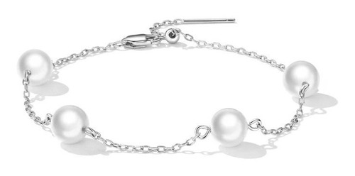 Pulsera Manilla Para Mujer Con Perlas Fabricada En Plata 925