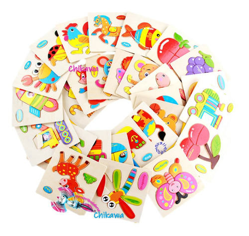 10 Rompecabezasa Figura Bloques, Madera, Niños Pequeños