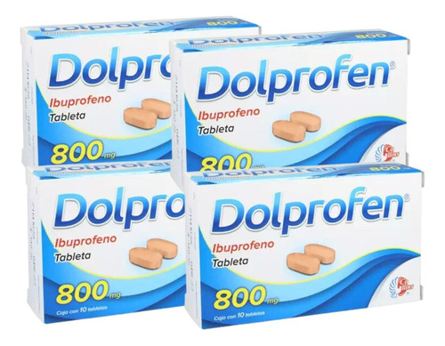 Dolprofen (ibuprofeno) 4 Cajitas Con 10 Tabs De 800mg Cada 1