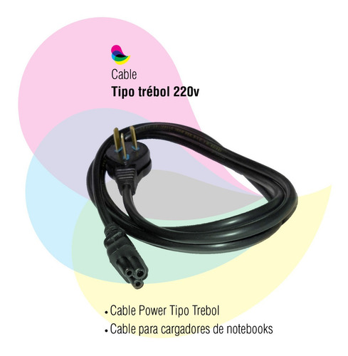 Imagen 2 de 4 de Cable Para Notebook Cargador 220v Trebol Fuente Cuo