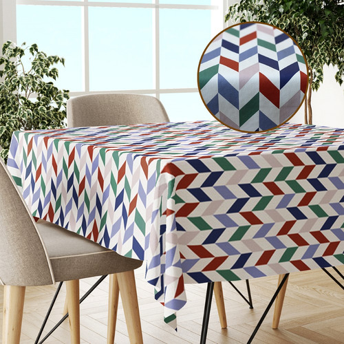 Toalha Mesa Plástica Térmica Chevron Vm 8 E 10 Lugares 2,80