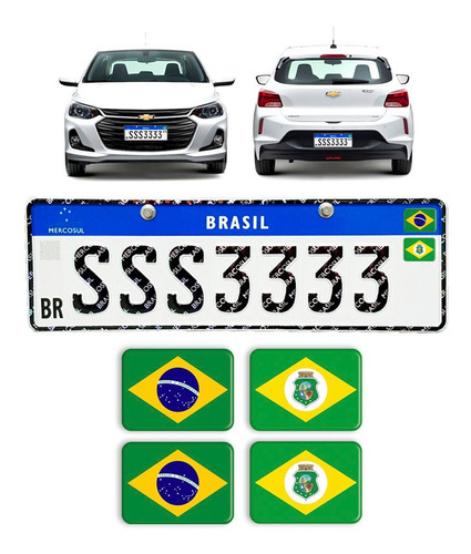 Adesivos Bandeiras Brasil E Ceará Placa Nova Carro Resinado
