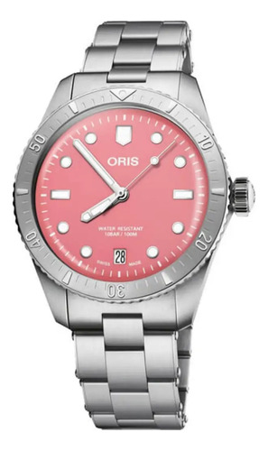 Reloj Oris Divers Sixty-five 73377714058-0781918 Unisex Color de la correa Plateado Color del bisel Plateado Color del fondo Rosa