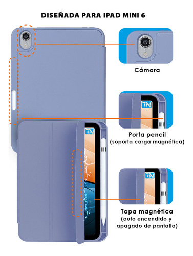 Funda Teknet Case Silicon Para iPad Mini 7 2024 8.3 A17 Pro Color Lavanda