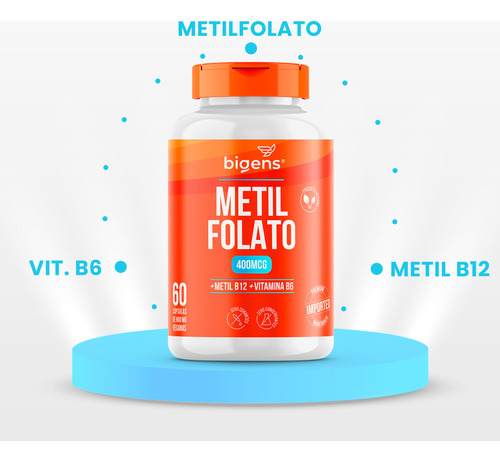 2x Metilfolato 400mcg Com B12 + B6 | Formas Ativas, 120 Cáps | Bigens