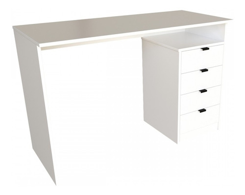 Mesa Escrivaninha York 4 Gavetas Branco - Falkk