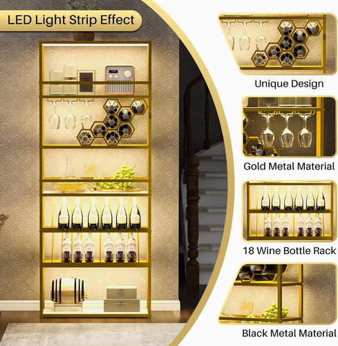 Estante Para Botellas De Vino Con Luz Led