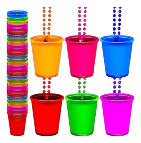 Collar Vaso Shot Celebracion Cotillon Fiesta Neon 12un.