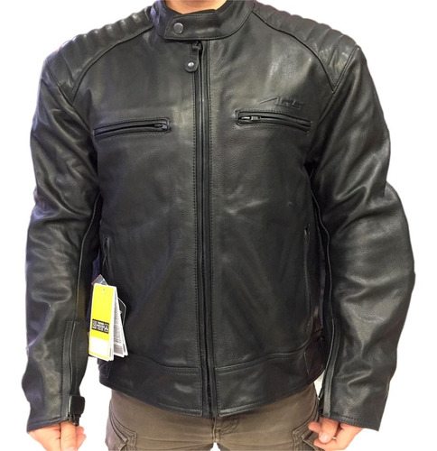 Campera Moto Ags Cuero Negro - Cuatro Estaciones