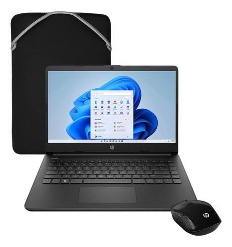 Notebook Hp 14 Celeron N4120 4gb Ram 128gb Ssd + Funda Mouse