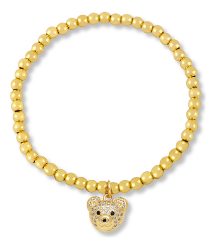 Pulsera Bolas Oso Oro Laminado 14 K. Oro. Fino Joyería.