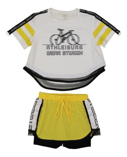 Imagem 2 de 3 de Conjunto Infantil Athleisure Um Mais Um Amarelo 801065