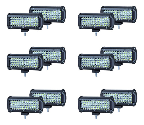 12 Pz Faros Barras Led Auxiliares 7'' Blanco 48 Led