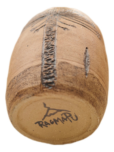 Vaso Rustico Pewen Con Sello En Cerámica Gres