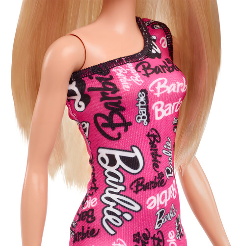 Barbie Fashion & Beauty Muñeca Cabello Rubio Vestido Rosa Mattel HRH07