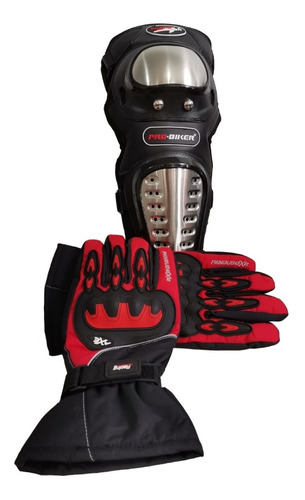 Supe Kit Guantes Rodilleras Protección Accidente Motos