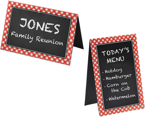 Amscan Picnic Party Chalkboard Tent Cards, 4 X 6, Red Gingha