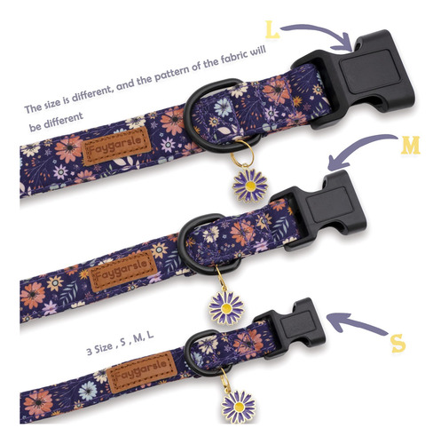 Collar De Perro De Color Morado Con Diseño De Flores