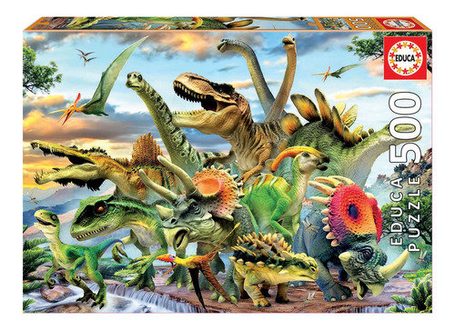Imagen 1 de 8 de Rompecabezas Puzzle Educa Dinosaurios Prehistoria 500 Piezas