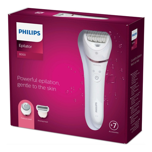 Imagen 1 de 10 de Depiladora Philips Inalámbrica + 7 Accesorios Bre730