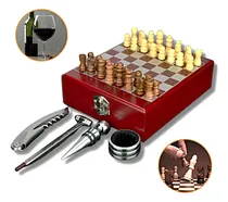 Comprar Kit Acessorios Vinho 4 Pçs Jogo Xadrez 32 Pçs Maleta Madeira