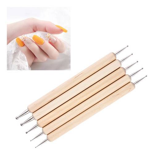 Puntero De Doble Punta De Decoracion Para Uñas Artes 5pcs