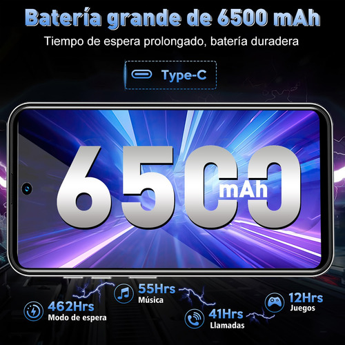 Teléfono Octa-core 10gb + 128gb 6.56 Pulgadas Android 14.0 Dual Sim Batería 6500mah 21mp Camara Smartphone Celular