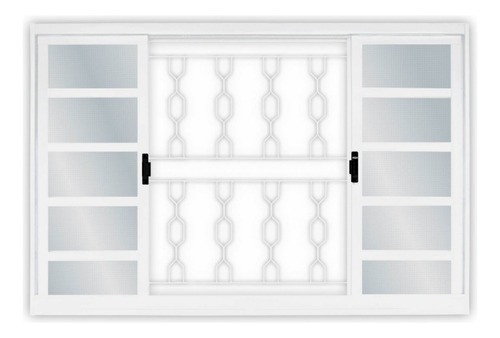 Janela De Aço De Correr 100x120cm 4 Folhas Com Grade Minas
