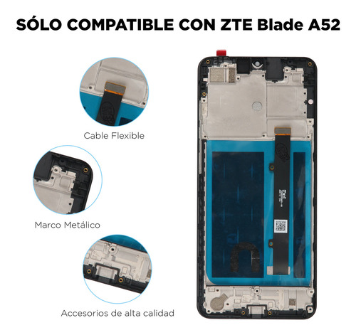 AYAKE Pantalla Para Zte Blade A52 Marco Táctil Lcd Display Negro