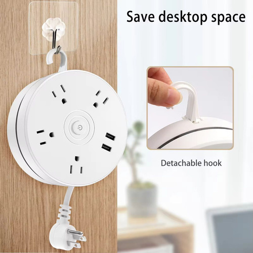 Multicontacto Retráctil Redonda Con Puertos Usb 4 Salidas