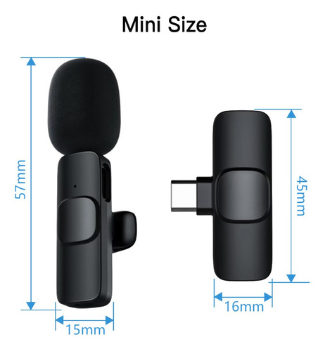 Microfono Corbatero Inalambrico Celular Para Android Usb C Color Negro