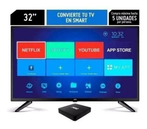 Televisor Digital Led Hd 32 Le32m1371 + Android Box Tv Aoc