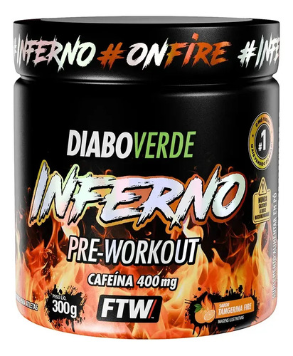 Suplemento FTW Diabo Verde Diablo en pó sabor tangerina fire x 300g
