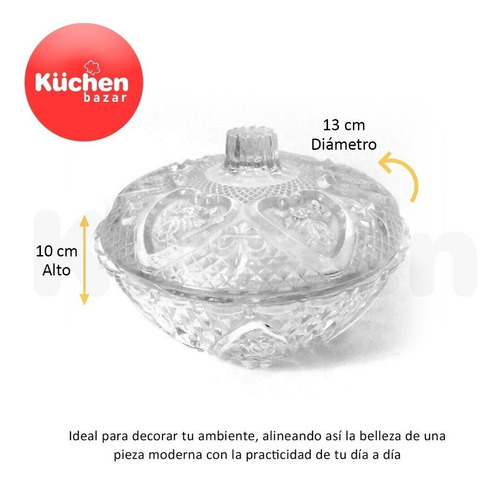 Imagen 2 de 10 de Souvenir Bombonera Caramelera Vidrio 13 Cm Apta Velas